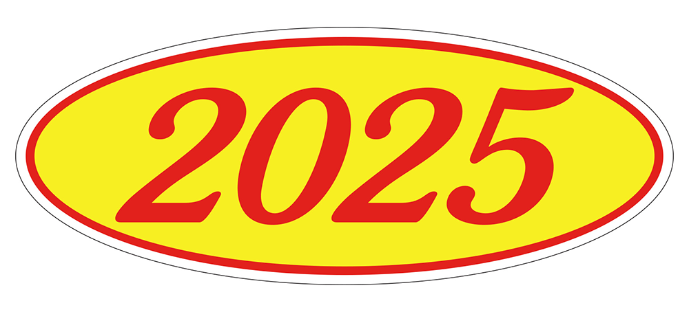 Oval year window stickers