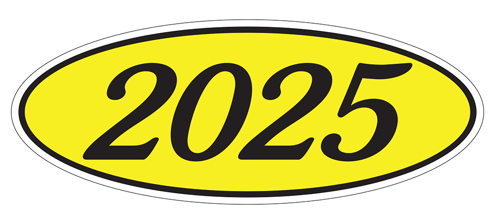 Oval year window stickers