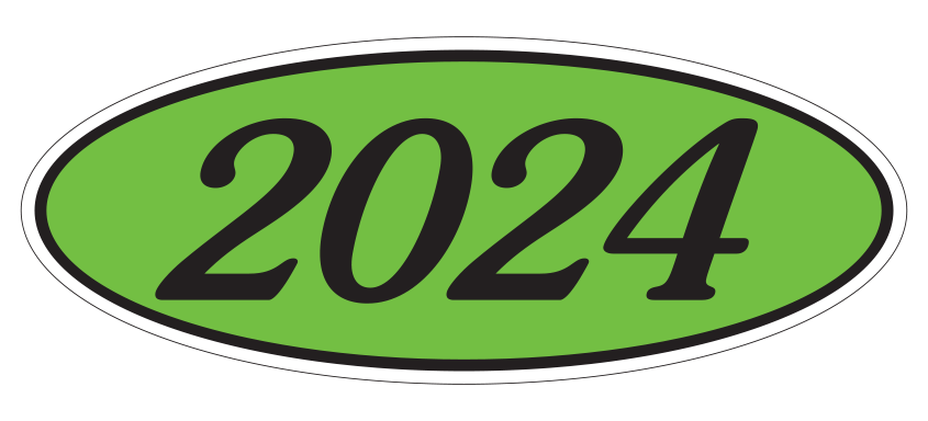 Oval year window stickers