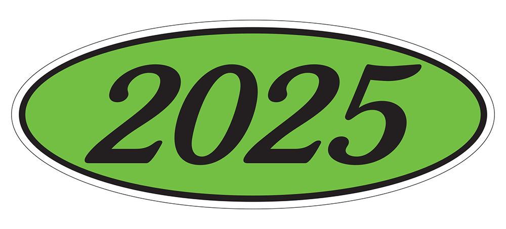Oval year window stickers