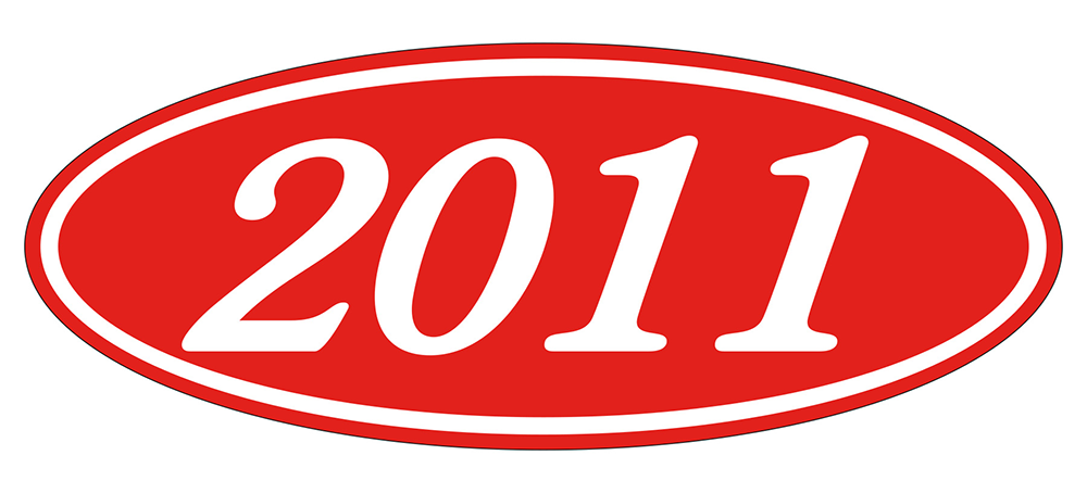 Oval year window stickers