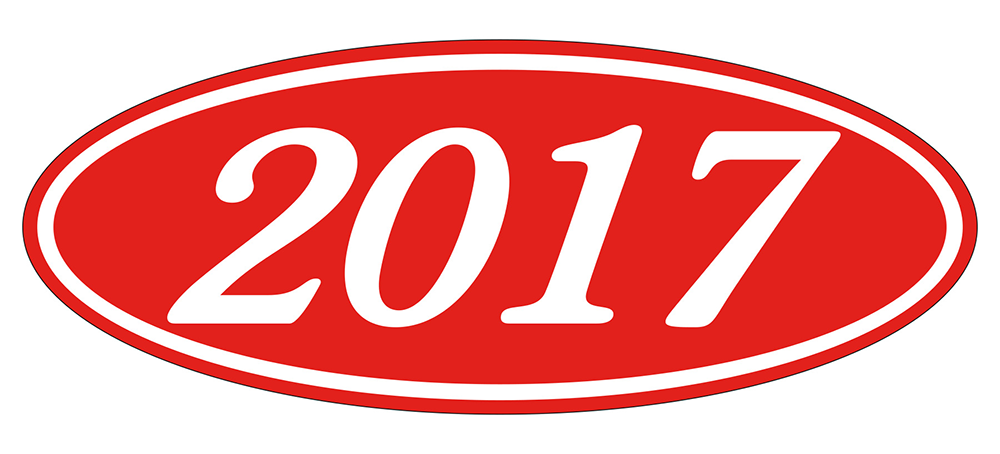 Oval year window stickers