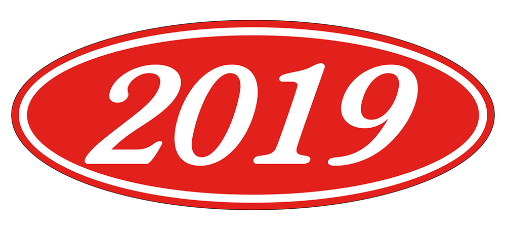 Oval year window stickers