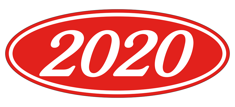 Oval year window stickers