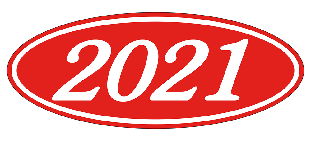 Oval year window stickers