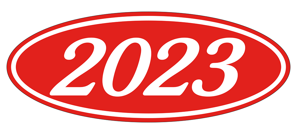 Oval year window stickers