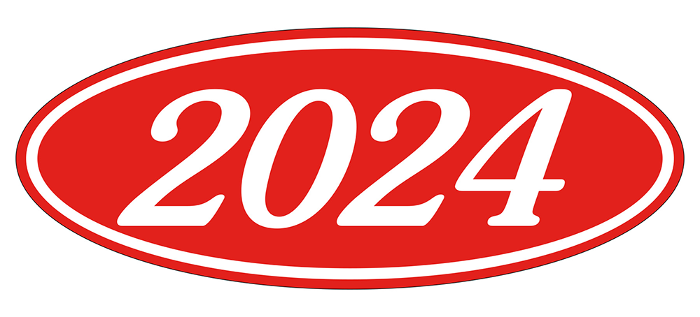 Oval year window stickers