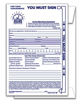 Standard night drop (after hours) envelope - plain