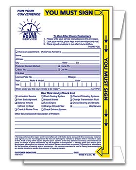 Yellow highlight night drop (after hours) envelope - plain