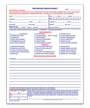 TruForm™ Brand - pre-service check in - Form RO-100