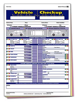 TruForm™ Brand - generic - vehicle check up multi-point inspection form