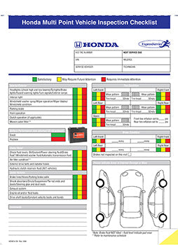 Truform™ brand - manufacturer specific - honda - multi point inspection form