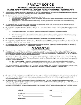 Truform™ brand - privacy notice - stock - form pn-2001-2