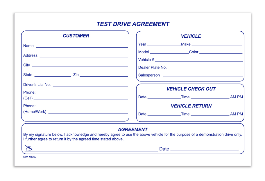 TruForm™ Brand - Test Drive Agreement Form