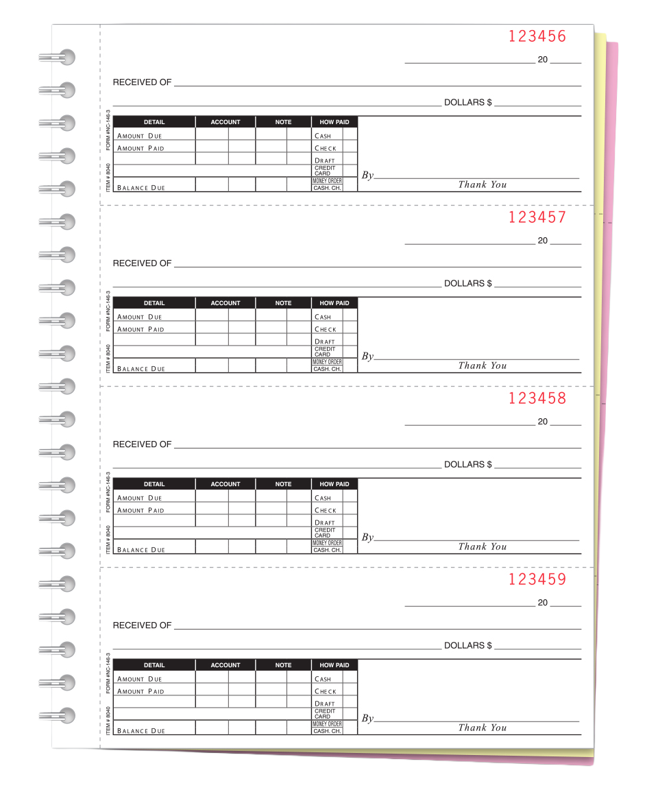 Cash receipts books - plain - form nc-146-3