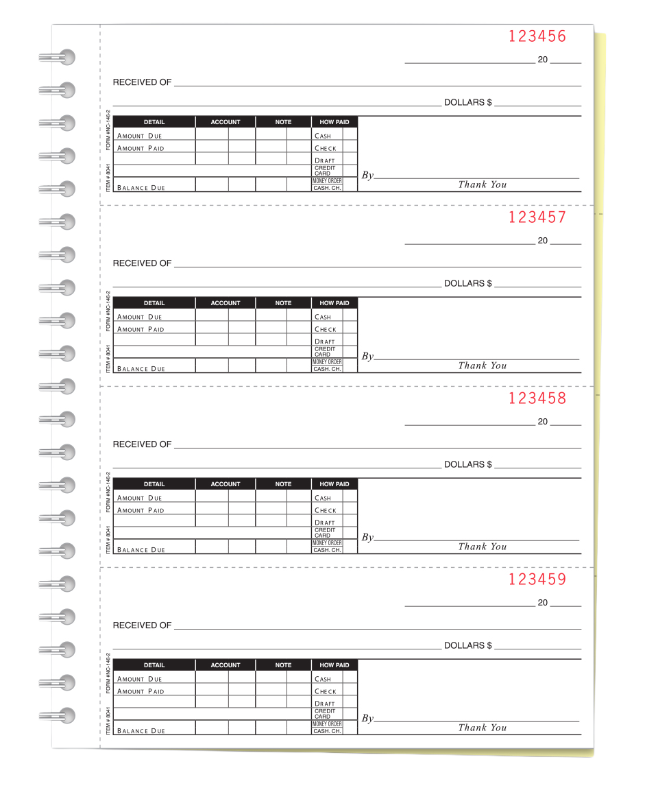 Cash receipts books - plain - form nc-146-2