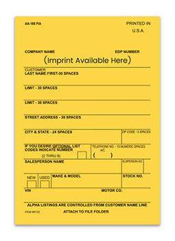 Vehicle deal labels - imprinted - label aa-168 p/a