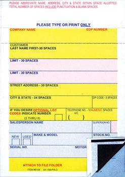 Vehicle deal labels - label aa-168 p/a-3