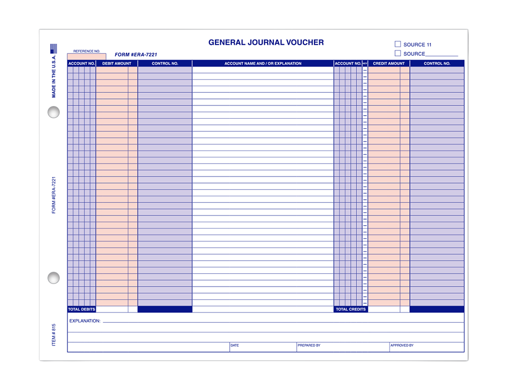 TruForm™ brand - general journal vouchers - Form ERA-7221)