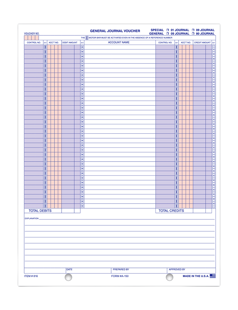 TruForm™ brand - general journal vouchers - Form A-150