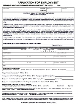 Truform™ brand - application for employment - form emp-1