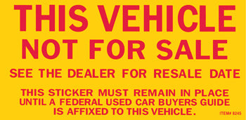 Vehicle not for sale sticker