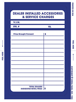 Dealer add on sticker