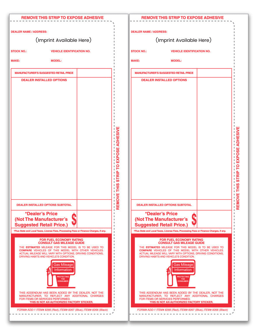 Peel-n-Seal™ Brand - addendum stickers (adhesive) - custom
