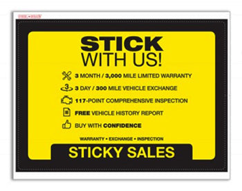 Peel-n-Seal™ Brand - custom 1-part buyers guide / window sticker