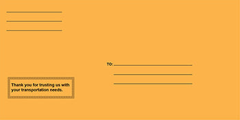 Pre-printed license plate envelope