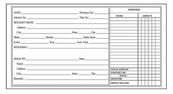 Used car record book (police book)