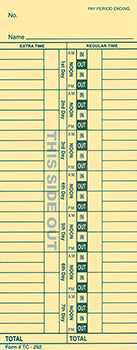 Time clock cards - manual style plain - form tc-292 2-sided