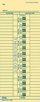 Time clock cards - manual style - plain