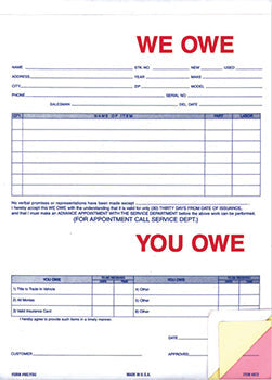 Truform™ brand - we owe / you owe - form 872