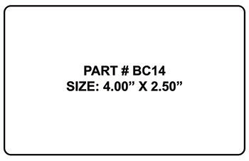 4" x 2.5" Blank bar code labels - BC14 (RDT4-400250-1P)