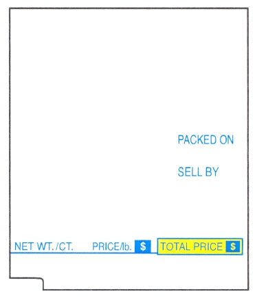 H1663 - Tec SL-66-30/SL-6600 6 Line Center Code No Net WT Scale Label