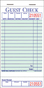 Guest Checks - 1-part tag booked - STP-814