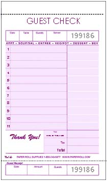 3-part guest check